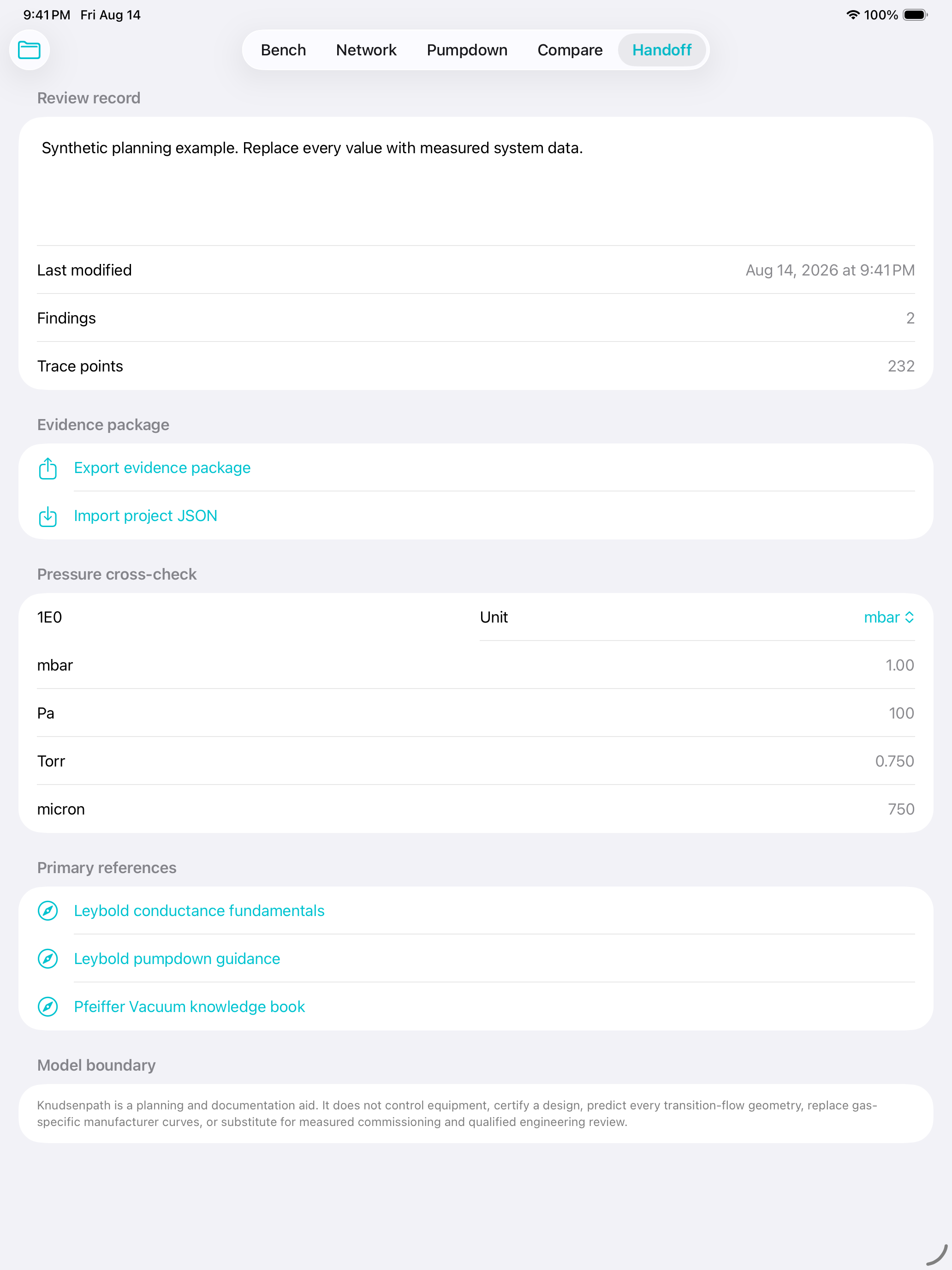 Knudsenpath evidence handoff and primary references on iPad
